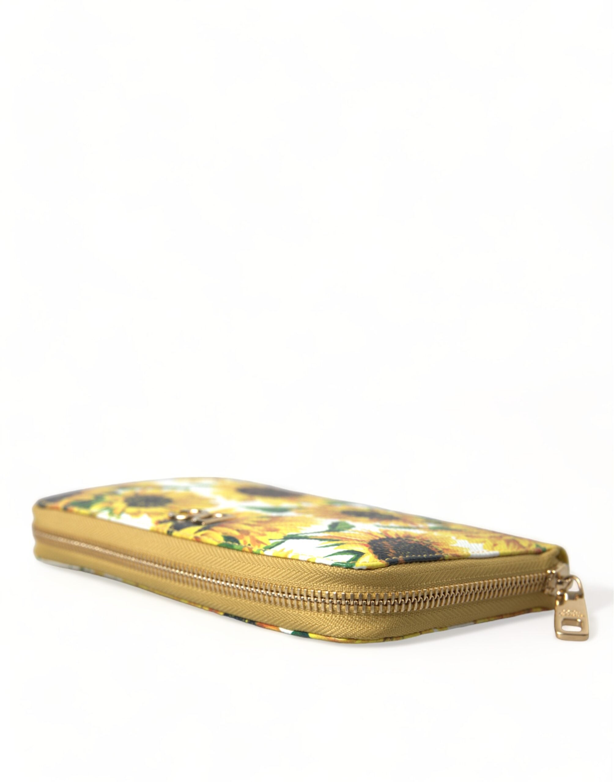 Dolce & Gabbana Kontinentale Brieftasche aus Leder mit Sonnenblumendruck